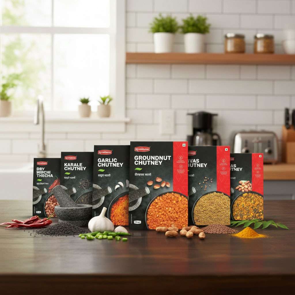 Karale, Kadipatta, Javas, Groundnut, Lasun, Dry Mirchi Thecha pack of 6