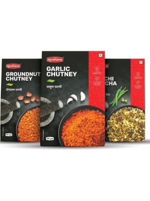 Khomane Chutney Combo Lasun-Groundnut-Dry-Mirchi-Thecha-100-gm