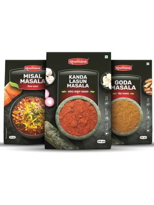Khomane Masala Combo Misal-Kanda-Lasun-Goda-Pack-of-3-100-gm-200-gm