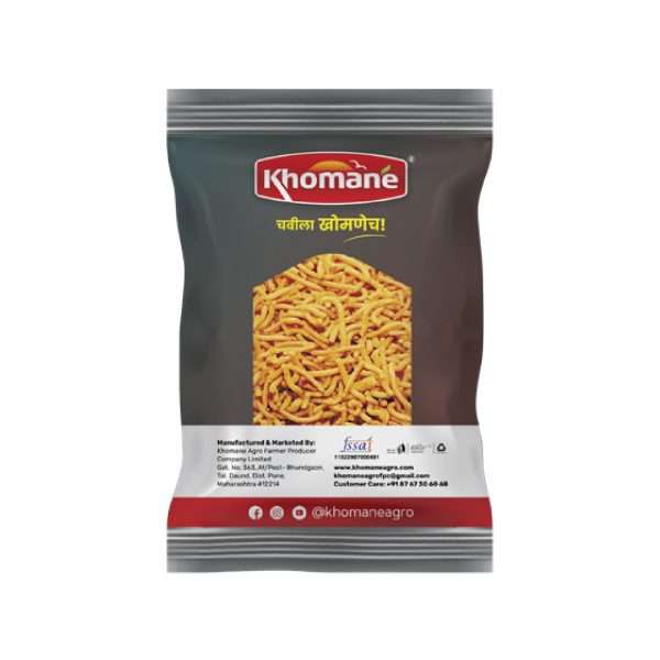 Khomane Agro Bhaji Shev – Crispy Indian Sev Namkeen | Perfect for Curries & Snacking | 500g
