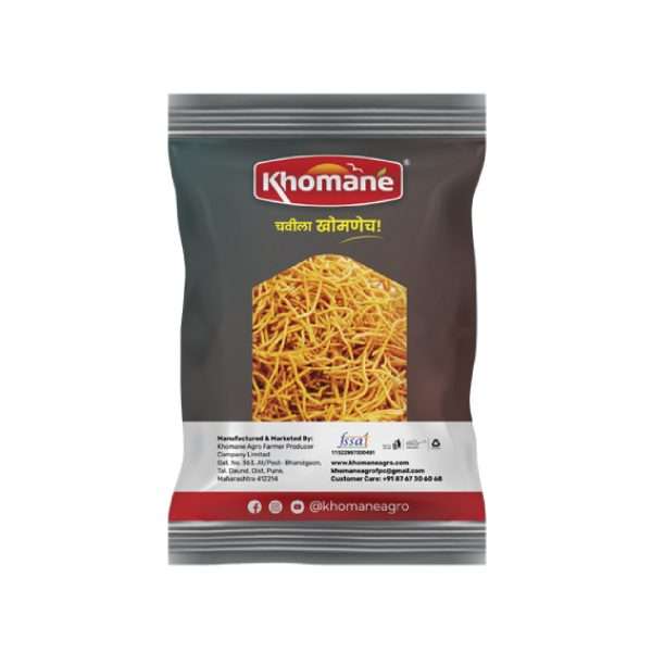 Khomane Agro Zero Shev – Light & Crispy Sev Snack | Low-Spice Namkeen | 500g