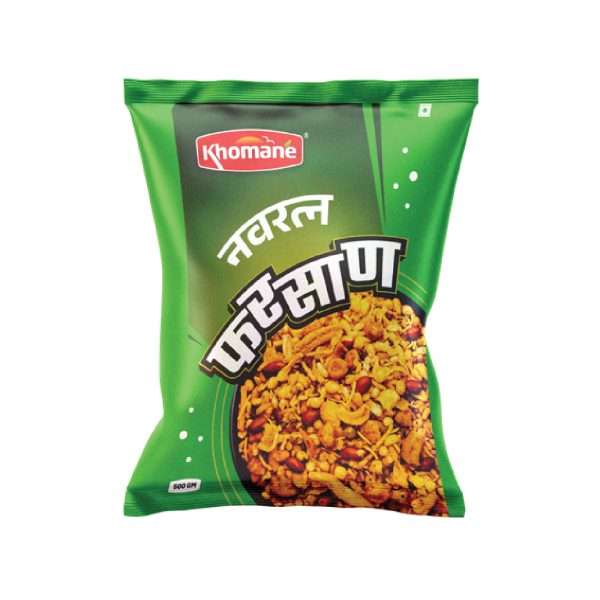Khomane Agro Navratna Farsaan – Authentic Indian Namkeen Mix | Crunchy & Spicy Tea-Time Snack | 500g
