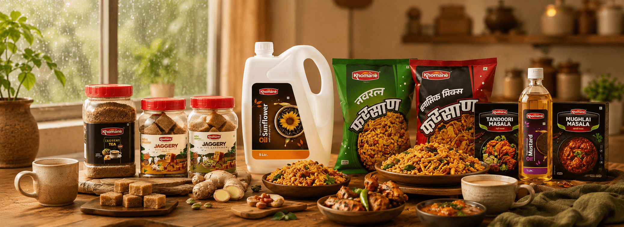 Healthy monsoon food products by Khomane Agro in Indian kitchen